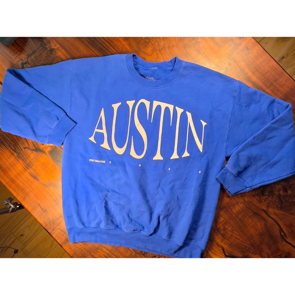 Post Malone Austin 2023 Tour Sweatshirt Royal Blue Large Concert Merch Festival